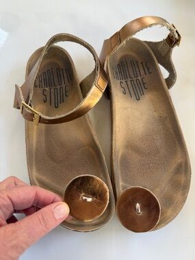 Charlotte Stone Metallic Bronze Toe-Ring Sandals